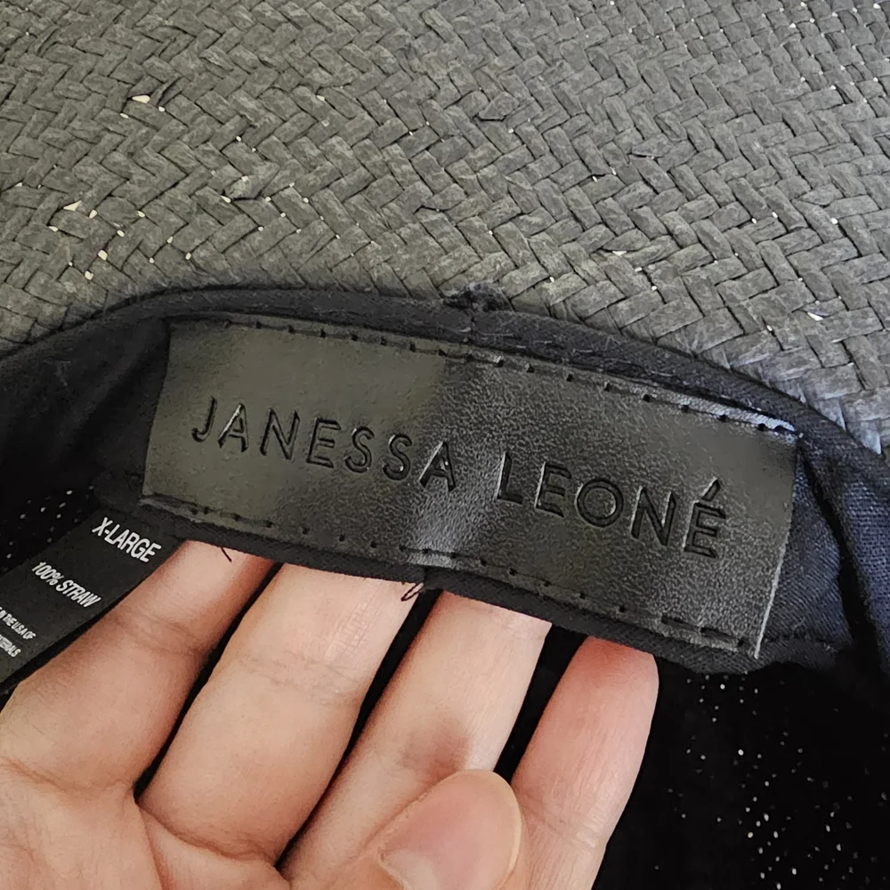 $287 Janessa Leone Sherman Straw Fedora In black XL - Picture 9 of 12